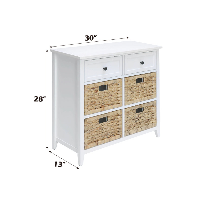 Console blanche - 6 tiroirs pour une armoire propre et bien rangée dans une chambre moderne, White