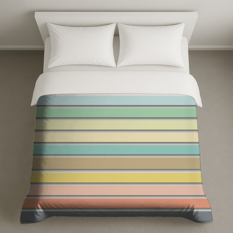 Housses de couette pastel à rayures horizontales, Lit simple