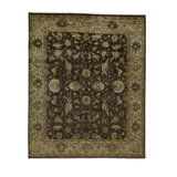 Wool Oriental Area Rug in Beige/Dark Brown/Olive
