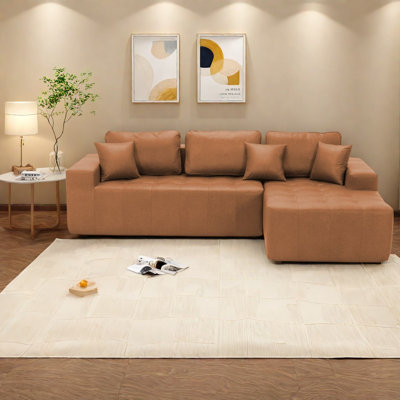 Canapés modulaires en similicuir à compression, méridienne droite de 108 pouces, salon moderne