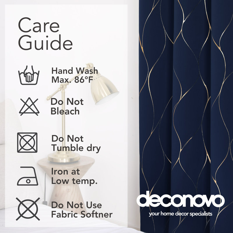 Boulus Room Darkening Curtain Pair, Navy Blue, 52" W x 96" L
