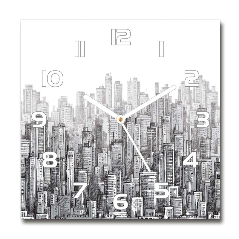 Glass Wall Clock, Grey/White
