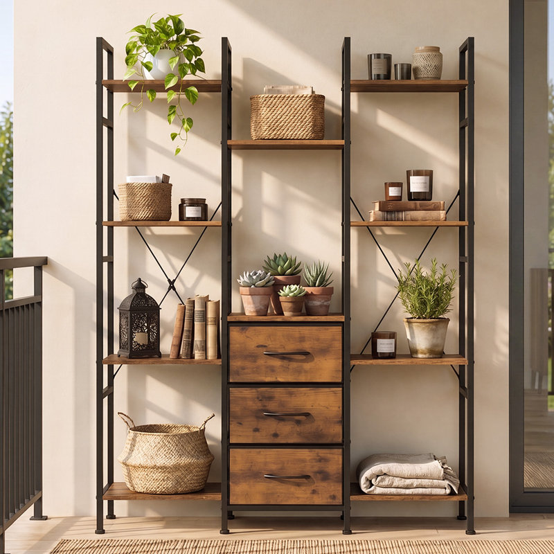 141.5 cm H x 100 cm W Iron Bookcase