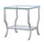 Table de bout carrée en verre chromé