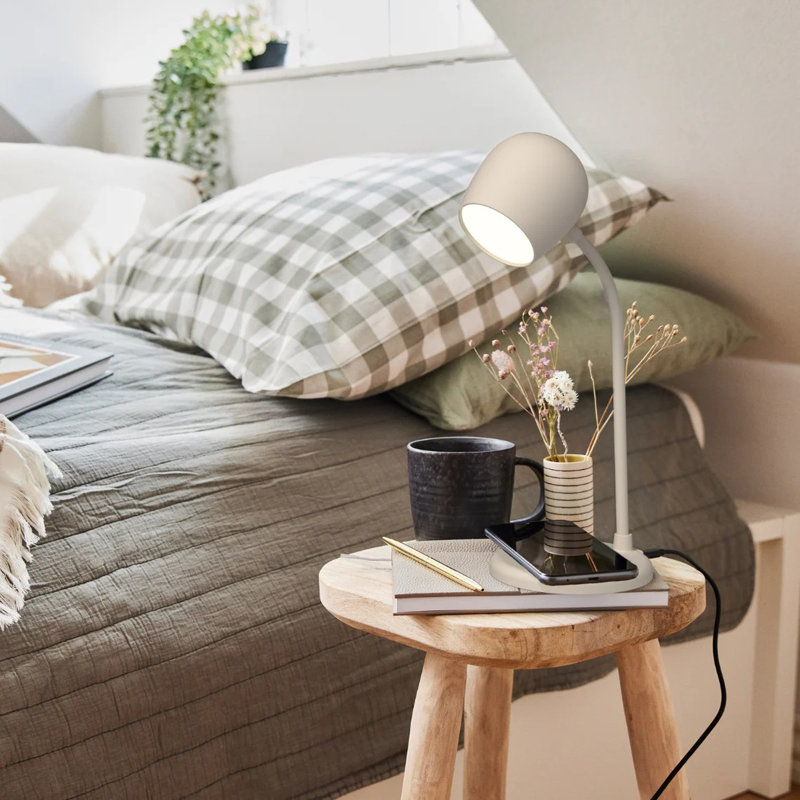 Ellie Lamp with Wireless Charger & Bluetooth Speaker - Ivory Sand, Ivory Sand
