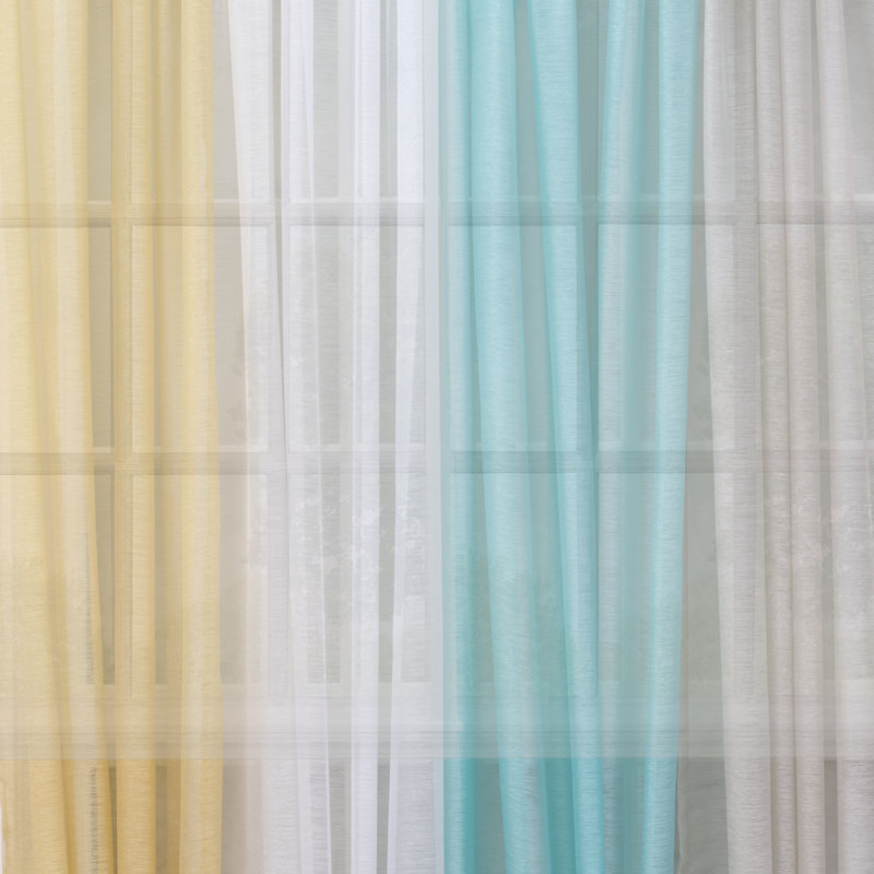 Ground Length Yellow Sheer Polyester Rod Pocket Curtain Panel