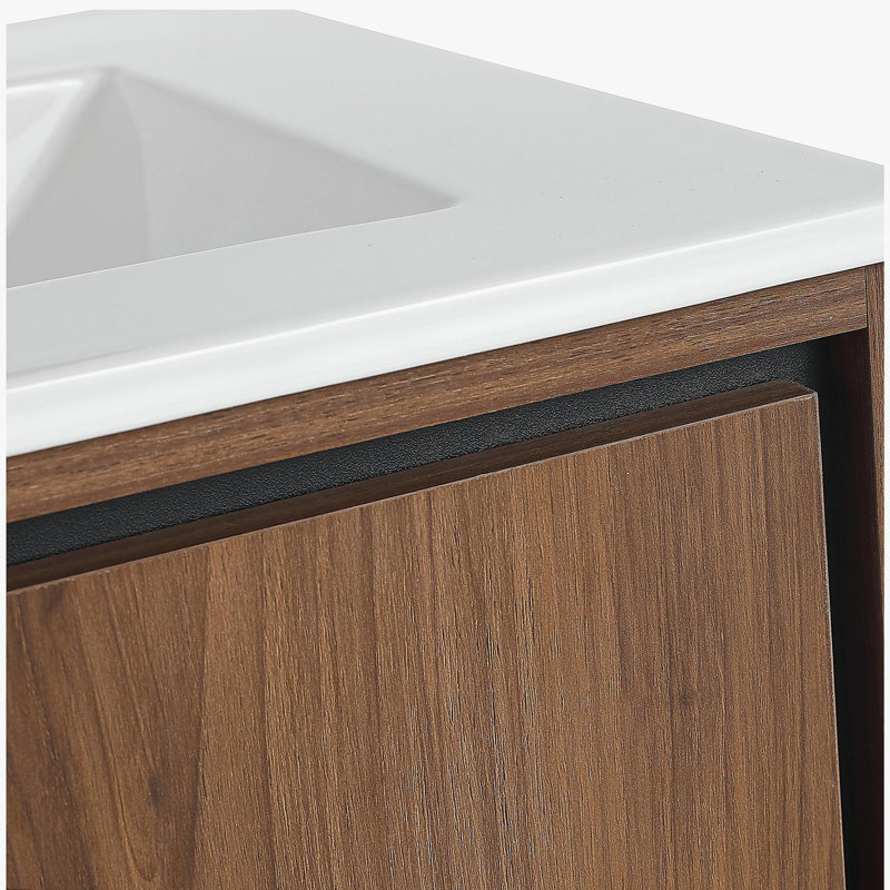 Meuble-lavabo de 24 po avec lavabo, lavabo à surface supérieure, deux portes d'armoire à fermeture en douceur, meuble-lavabo simple