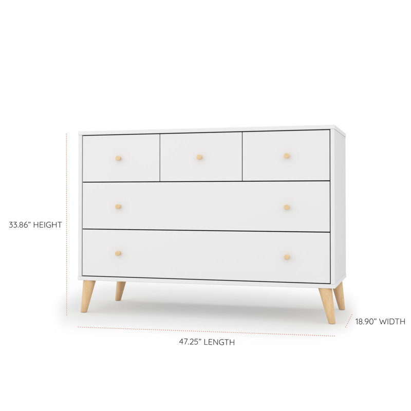 Austin 5-drawer Dresser, White/natural