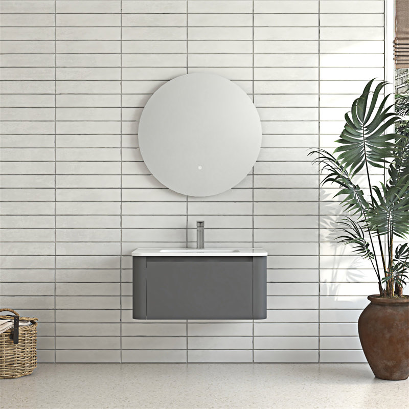Meuble-lavabo mural avec lavabo en céramique, 30"
