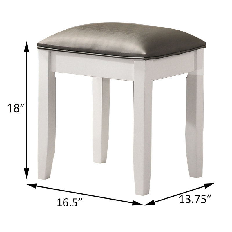 Tabouret de coiffeuse Kamille, Blanc brillant, Métallique