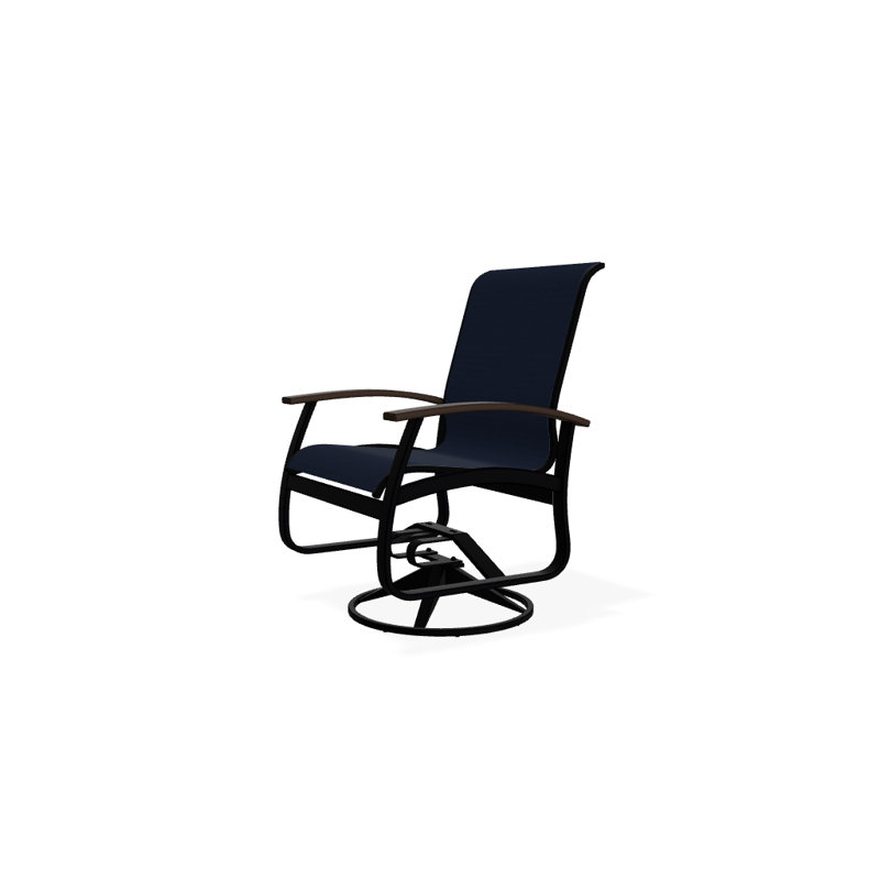 Chaise de patio pivotante Askar, Kona P10, Noir texturé, Bleu marine 13D Sunbrella®