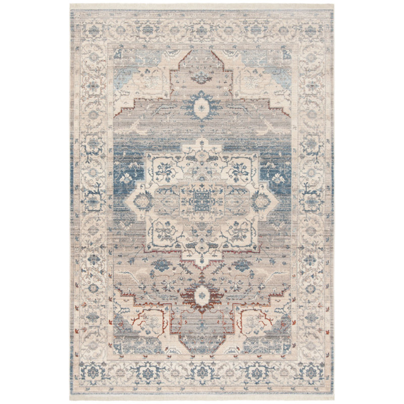 Tapis gris / bleu Volkman, Rectangle 9 pi x 11 pi 7 po