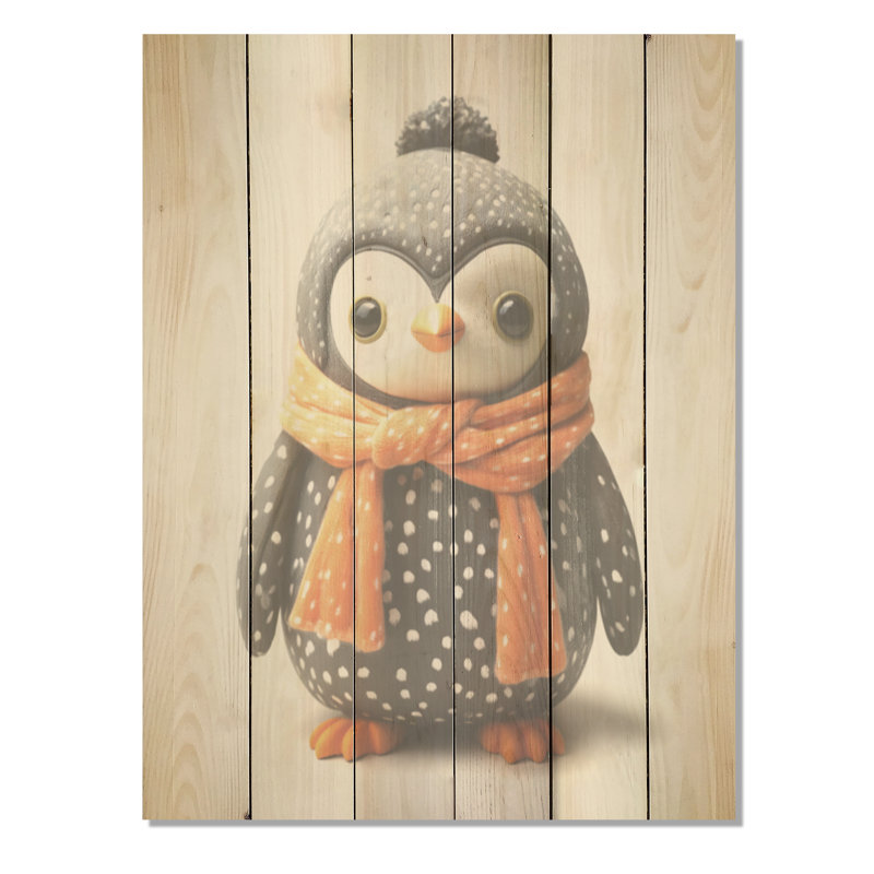 Jouet pingouin ludique - Art sur bois de pin naturel, H 20 po x l 10 po