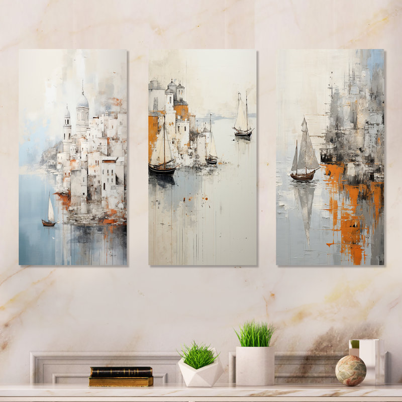 Minimalisme, conception du port côtier, Toile tendue, H 28 po x l 36 po