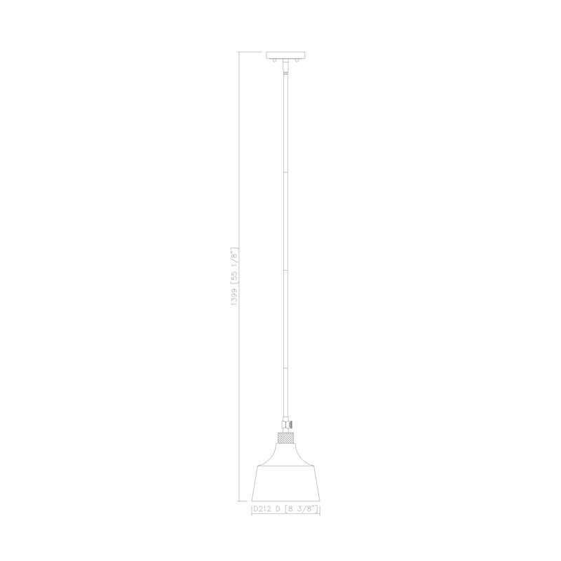 Luminaire suspendu en forme de cloche à 1 lumière Chattahoochee, Noir/laiton antique, gris