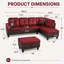 Ensemble de canapé modulaire de salon, ensemble de canapé modulaire de 103 pouces avec repose-pieds de rangement, canapé modulaire en forme de L pour le salon / appartement / salon / bureau (rouge, méridienne droite)-974899625
