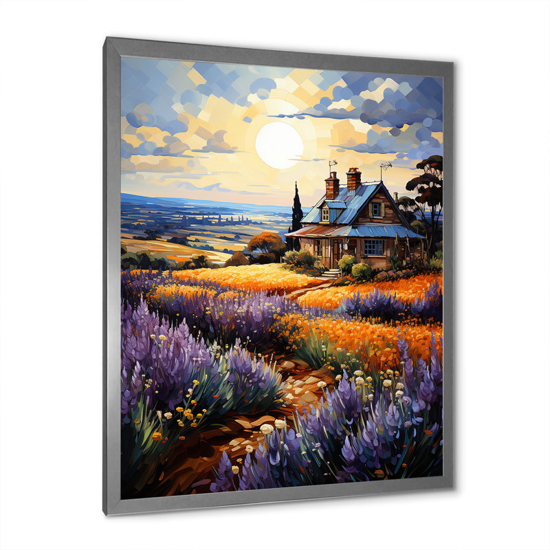 «Mauve et orange», reproduction sur toile, H 32 po x l 24 po x P 1 po, Cadre photo argenté