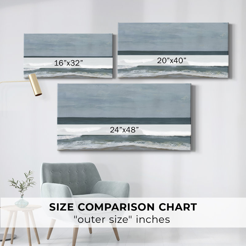 Northeast Shoreline II - Toile tendue avec châssis - Prêt à accrocher, H 20 po x l 40 po
