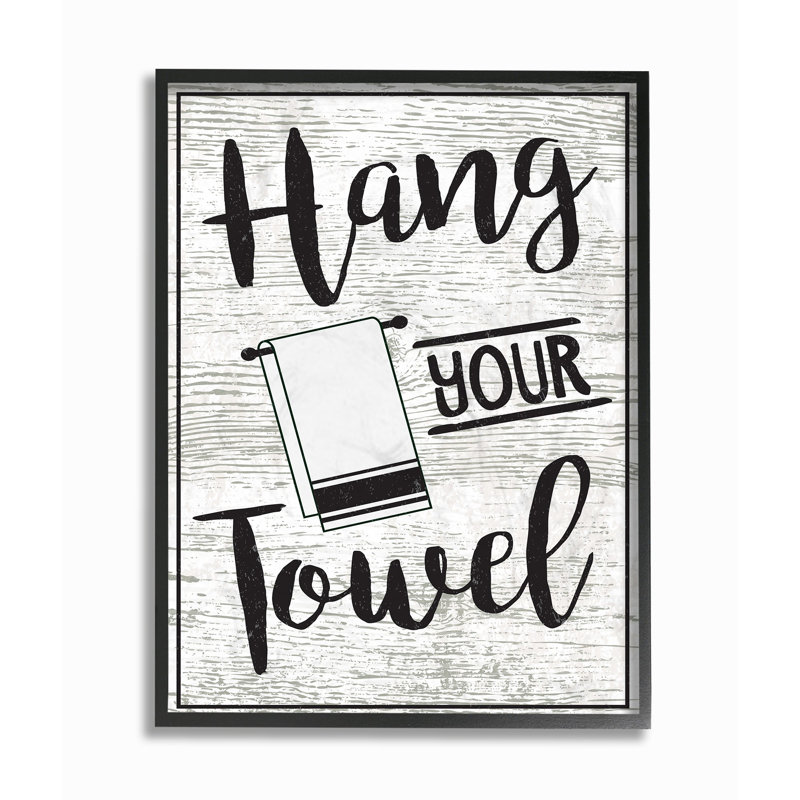 «Hang Your Towel Black and White», impression, Giclée encadrée noir minuit, H 14 po x l 11 po x P 1,5 po