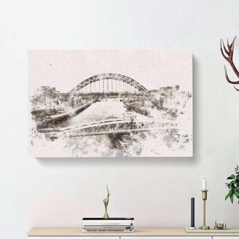 Tyne Bridge Linking Newcastle - Wrapped Canvas, 40cm H x 60cm W x 3cm D