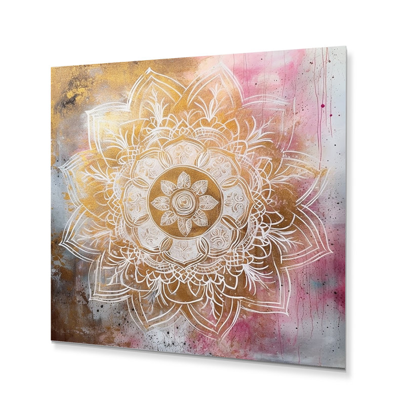 Mandala doré Keldan I, H 36 po x l 36 po x P 1 po