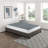 Eastern King Mattress Foundation 1Pc Metal Frame With Textured Fabric Cover