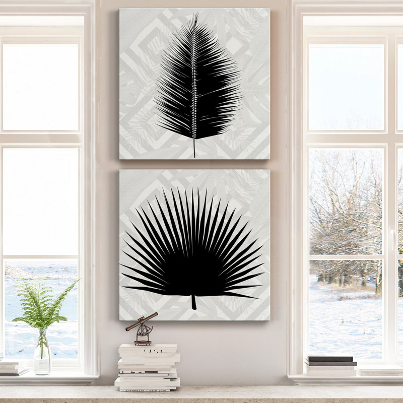 Feuille Exotique I - Ensemble de 2 reproductions d'art sur toiles tendues, H 40 po x l 80 po x P 1 po