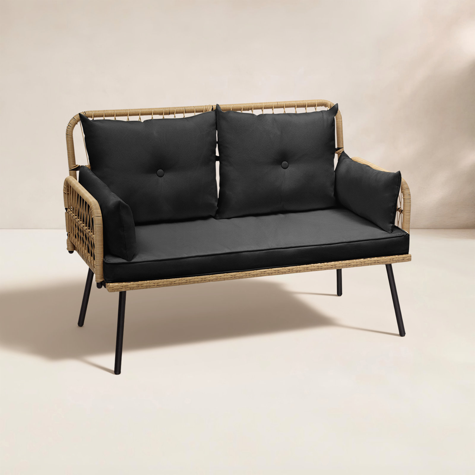 Belulah 45" Patio Loveseat, Black