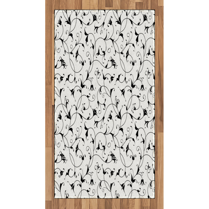 Tapis décoratif floral à haute densité en fibres de polyester, Rectangle 2 pi 7 po x 5 pi