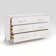 Glam White Dresser Of 6X Storage Drawers Faux Marble Laminated Top Chrome Metal Legs Bedroom Furniture