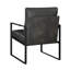 Chaise d'appoint de style industriel moderne en similicuir gris foncé et fauteuil en métal noir-1815030700