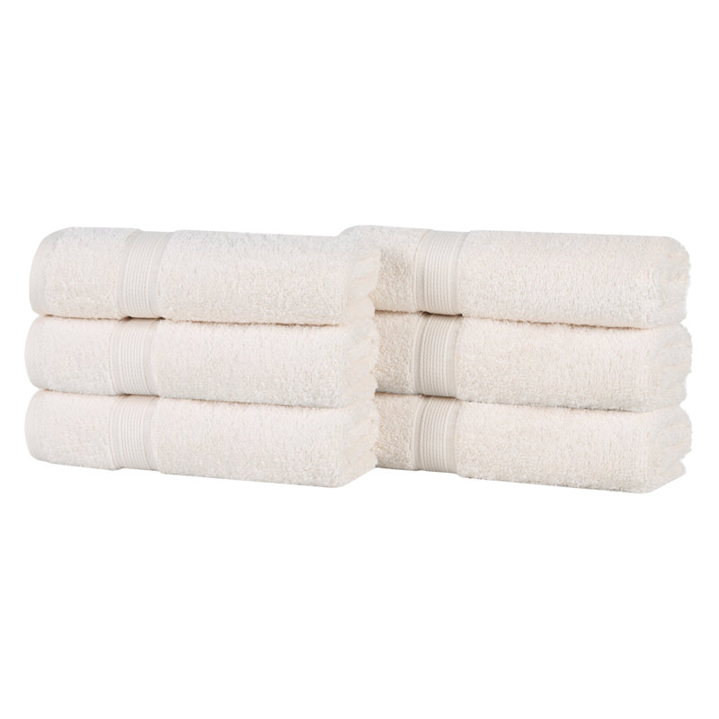 Ensemble de serviettes en coton biologique Lyndon, Ivoire ivoire, Ensemble de 6 serviettes à main