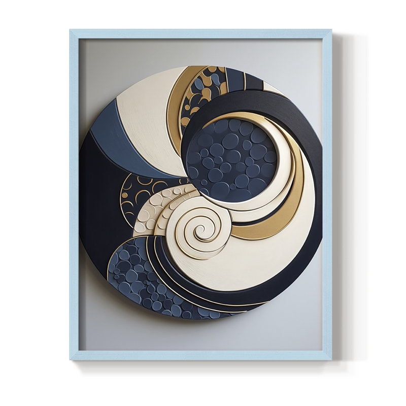 ABSTRACT Series DLIV Framed Print - Solid Wood, Blue, 15" H x 12" W