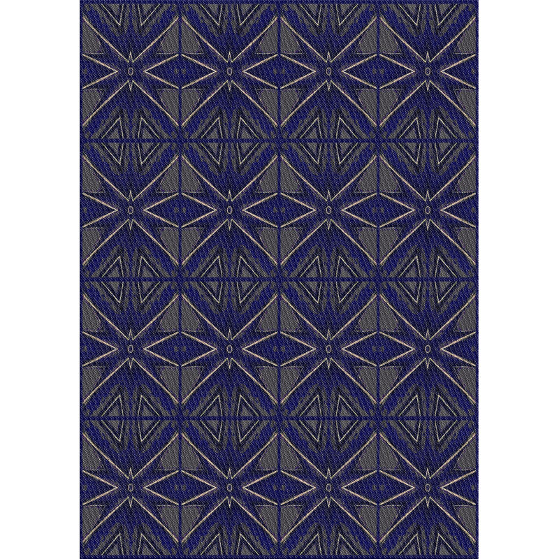 Bleu géométrique/Tapis décoratif gris, Rectangle 5 pi x 7 pi