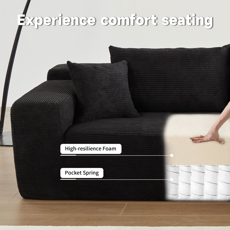 Kustas 2 - Piece Upholstered Boneless Compression Sectional with Pillow, No Assembly Required Sleeper Sofa, Free Combination Sofa Bed for Living Room
