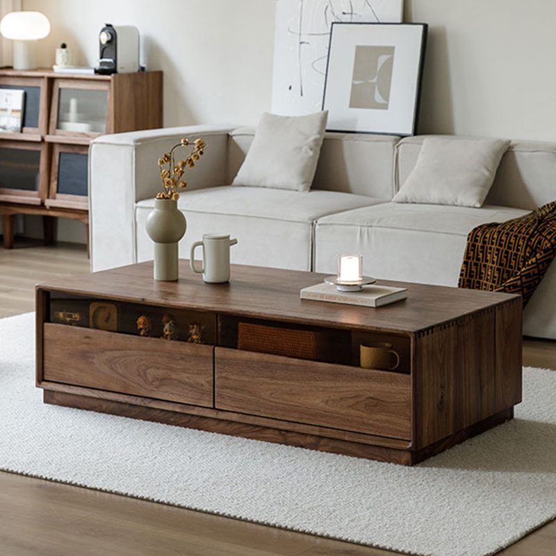 Table de bout en noyer noir entièrement en bois massif, H 14,96 po x L 47,24 po x l 23,62 po