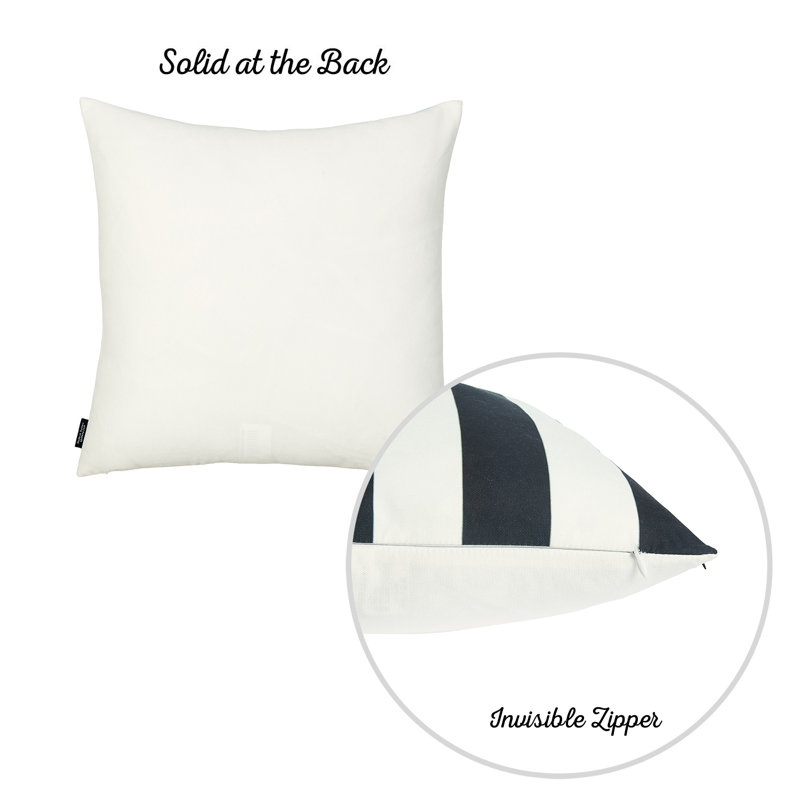 Black and White Striped Polyester Euro Throw Pillow Covers Set