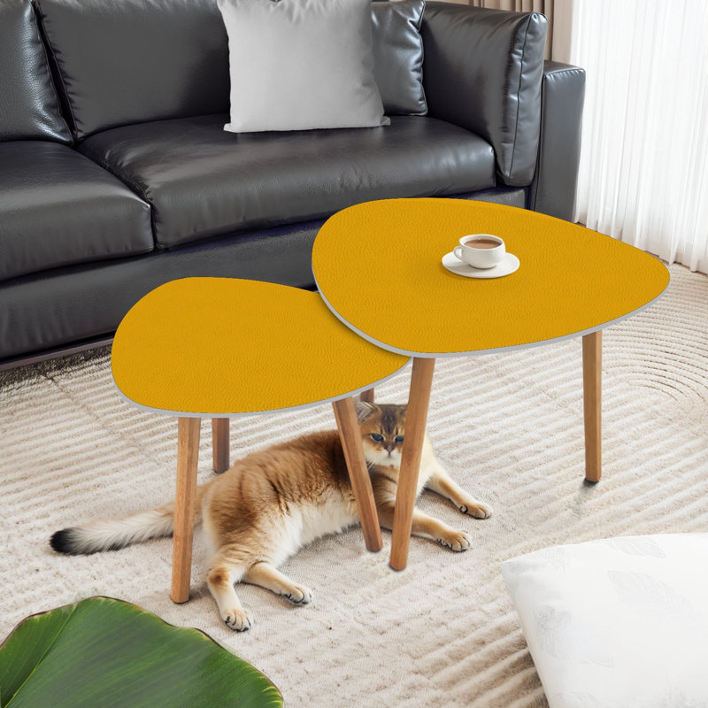 Ensemble de 2 tables basses gigognes Triangle, Mustard