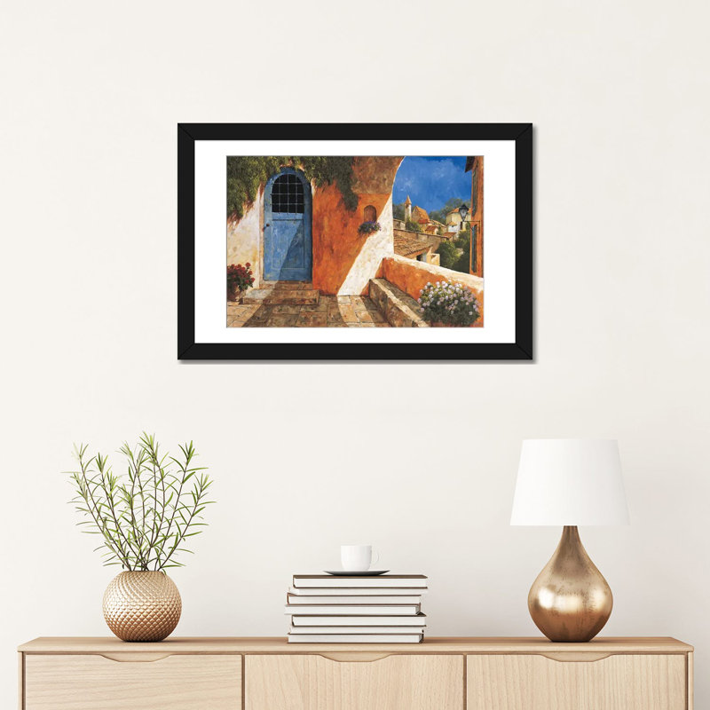 « the french door », impression sur toile, H 18 po x l 26 po x P 1,5 po, Toile avec cadre noir