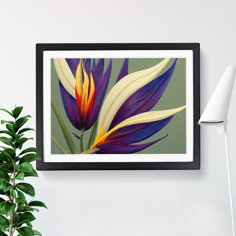 XH1022-8890X The Bird of Paradise Flower Vol.1 1 Piece Single Picture Frame Wall Art, 46cm H x 64cm W x 2cm D, Black