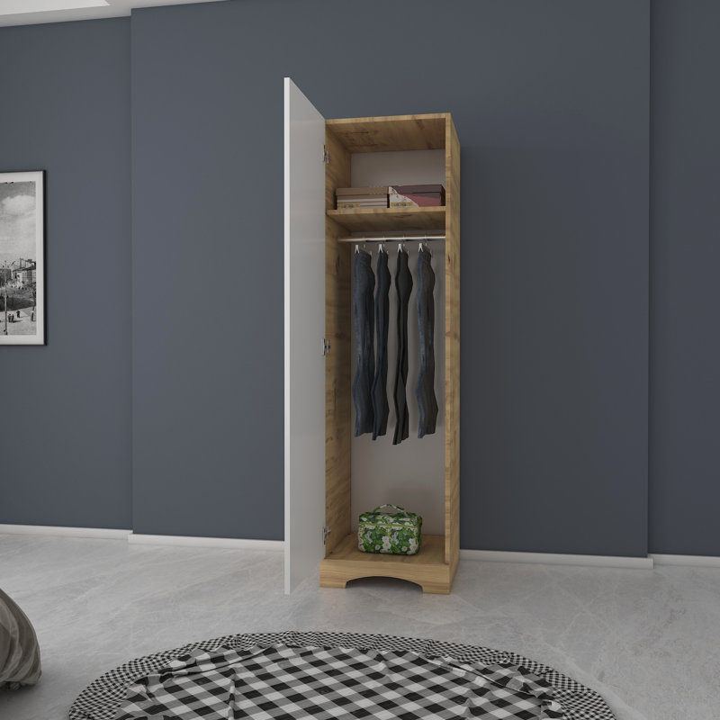 Armoire Quaregnon, Blanc / brun clair