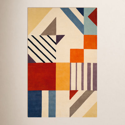 Tripoli Ivory Multi Hand-Tufted Geometric Rug