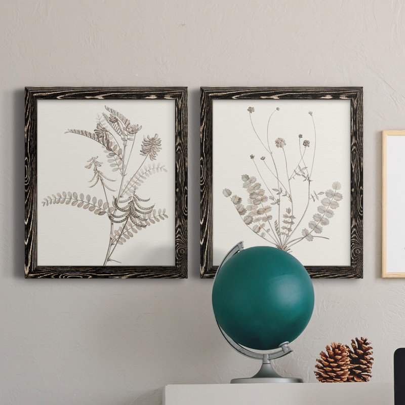 «Neutral Botanical Study VIIP», reproduction d'art encadrée - prête à être accrochée, H 24 po x l 36 po x P 1,5 po
