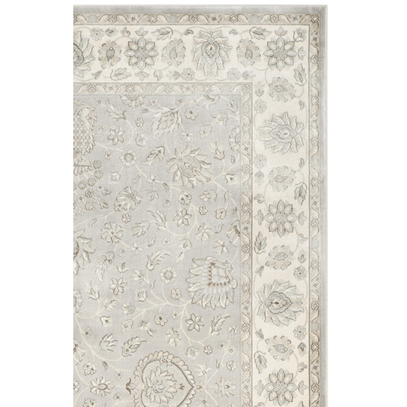 Setser Garden Viscose Oriental Rug in Gray/Beige, Rectangle 5'3" x 7'3"