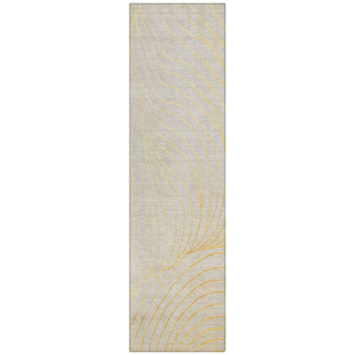 Machine Washable Indoor/Outdoor Xhevrie Gold Rug