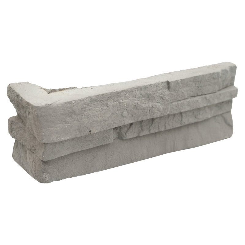 Terraforma 9 in. x 20 in.Manufactured Stacked Stone Ledger Corner Wall Tile, Oslo Grey