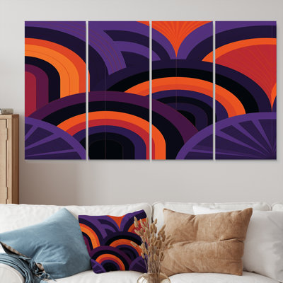 «Abstract Waves Retro», art mural abstrait pour le salon, 4 pièces