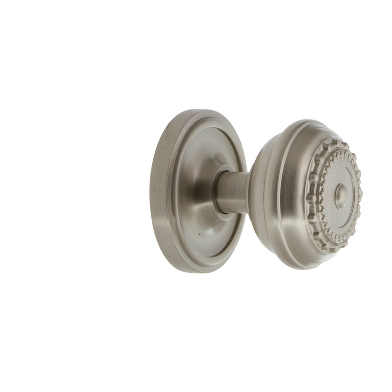 Classic Rosette with Meadows Door Knob, Satin Nickel