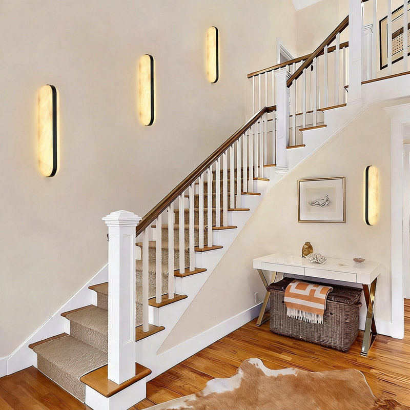 Modern Minimalist Led Linear Flush Mounted Sconce - Elegant Marble Texture With Gold Accent Strip, Marble/Black