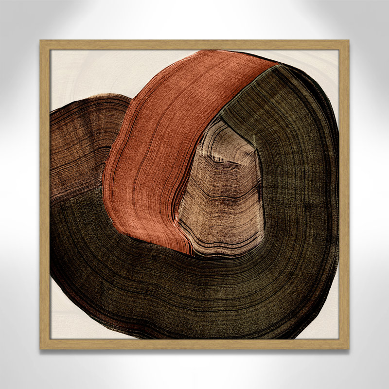 «Folded Earth II» par , Grain de bois naturel, L 23,5 po x H 23,5 po, Impression encadrée